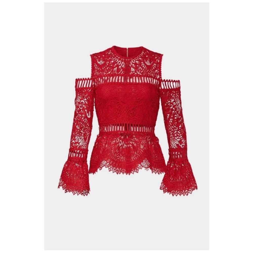 Saylor Elegant Red Lace Women's Top size S